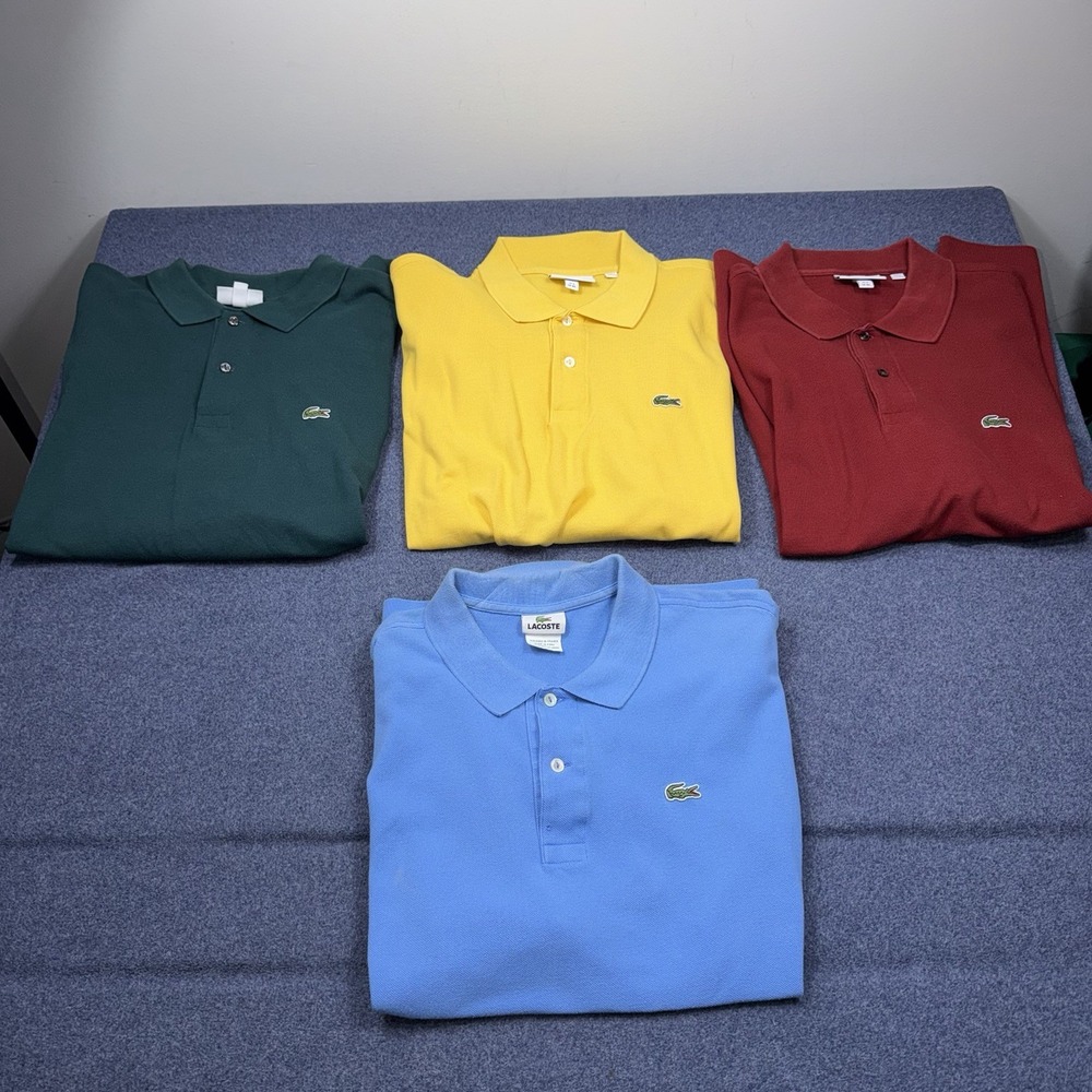 Lot Of 4 Lacoste Polo Shirt Mens 3XL FR 8 Solid Classic Fit Logo Cotton Preppy